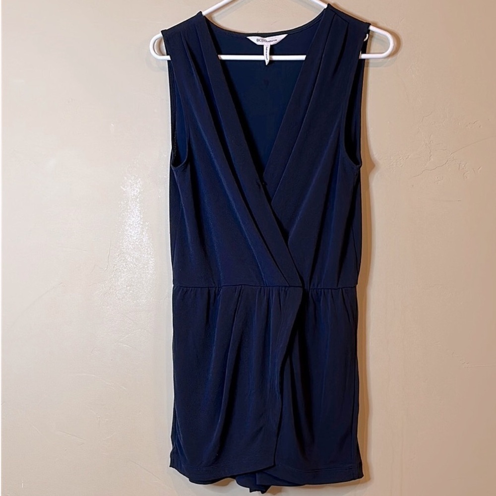 BCBGeneration navy blue romper surplice crossover top Sz S